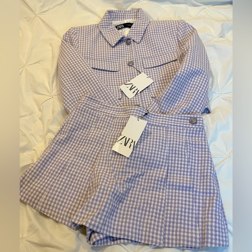 Zara Purple Gingham Set in Size M